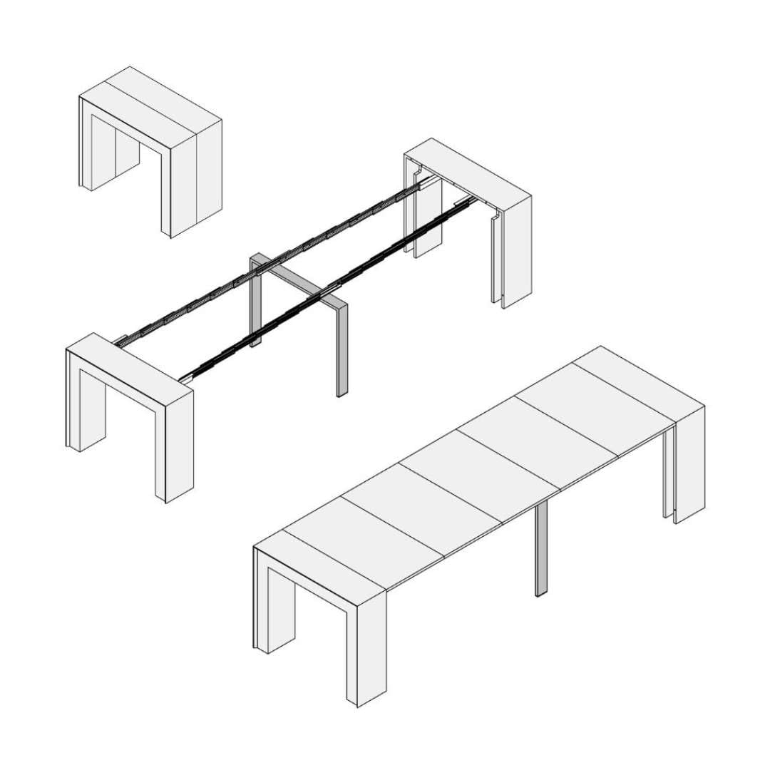 9006400 - Guide per consolle allungabile, lunghezza 400-1720 mm, 1 coppia (2 guide) in acciaio zincato, portata 80 kg, facili da montare, grande resistenza