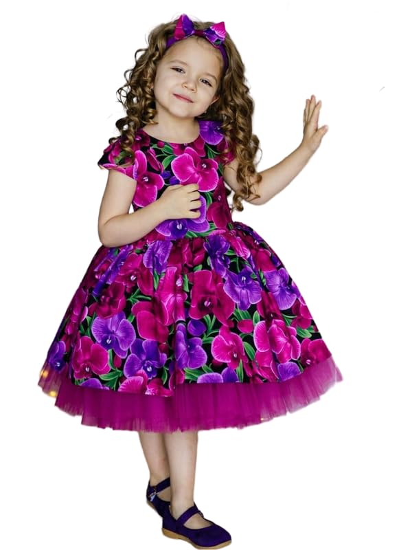 Image of Niren Enterprise Multipatteren Baby Girl's Knee Length Frocks with Digital Prints