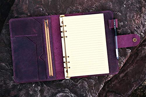 Personalized vintage purple leather notebook cover diary planner A5 refillable travel journal binder NBA523TB4