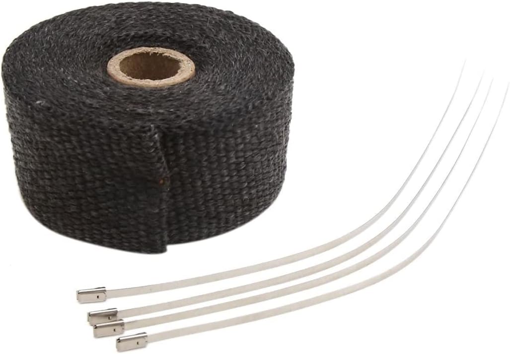 XYWHPGV Black Fiberglass Exhaust Pipe Wrap Tape Turbo Heat Insulation Cloth 15M Long(6a00a f9c35 f326c 8892a 495e1 2bcfa
