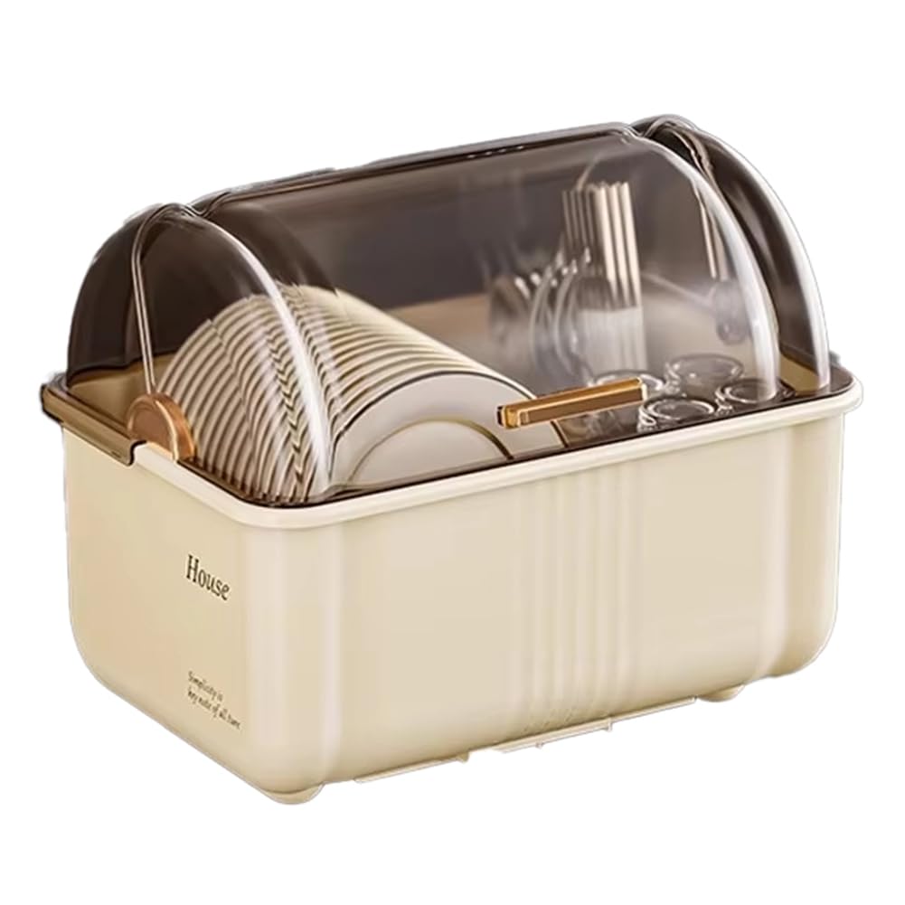 CTRLZS Large Chopsticks Storage Box with Lid - Kitchen Countertop Organizer for Dishes and Utensils, Drain Cupboard Feature