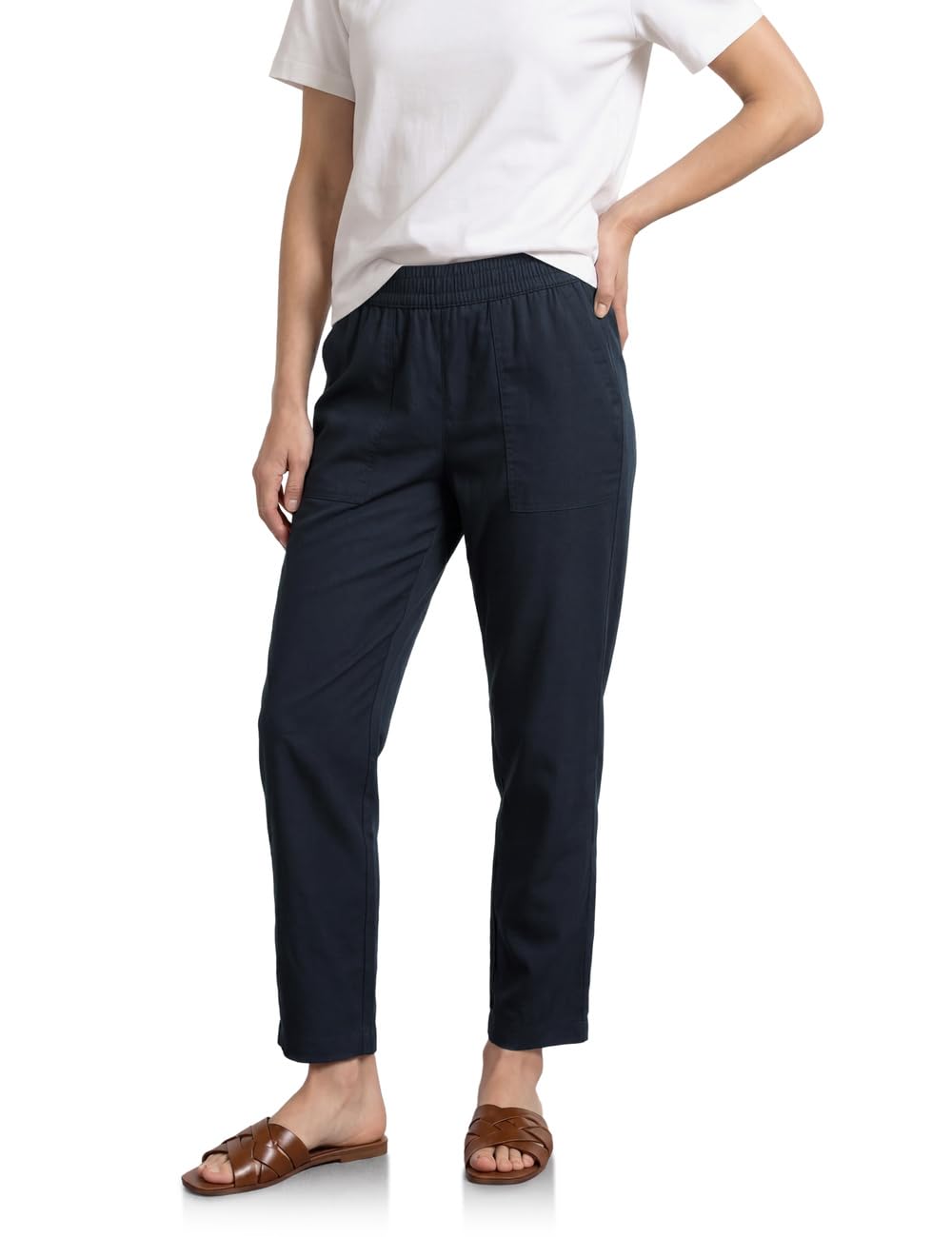Street One 3817598 Women's Slim Leg Chino with Elastic Waistband, Shadowed Navy, 46W x 28L
