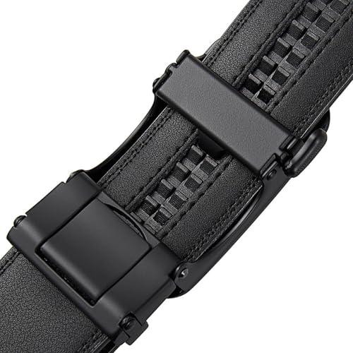 Men Leather Belts Automatic Ratchet Buckle Business Formal Dress4