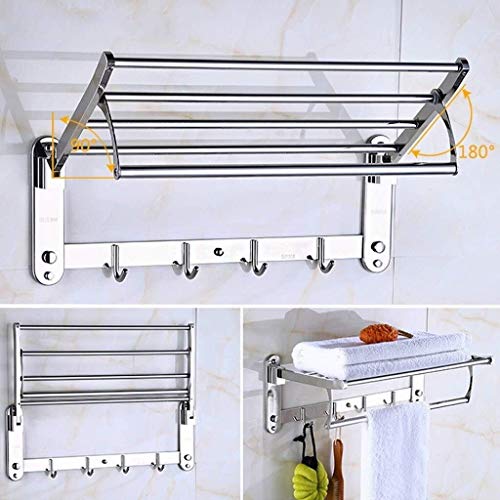 Preisvergleich Produktbild AINIYF Badezimmer Regal Handtuchhalter Badezimmer Regal, Mounted Faltbare Wand Doppel-Handtuchhalter mit Handtuchhalter, poliert 304 Edelstahl / 15.7~31.5 Inches (Size : 40cm)
