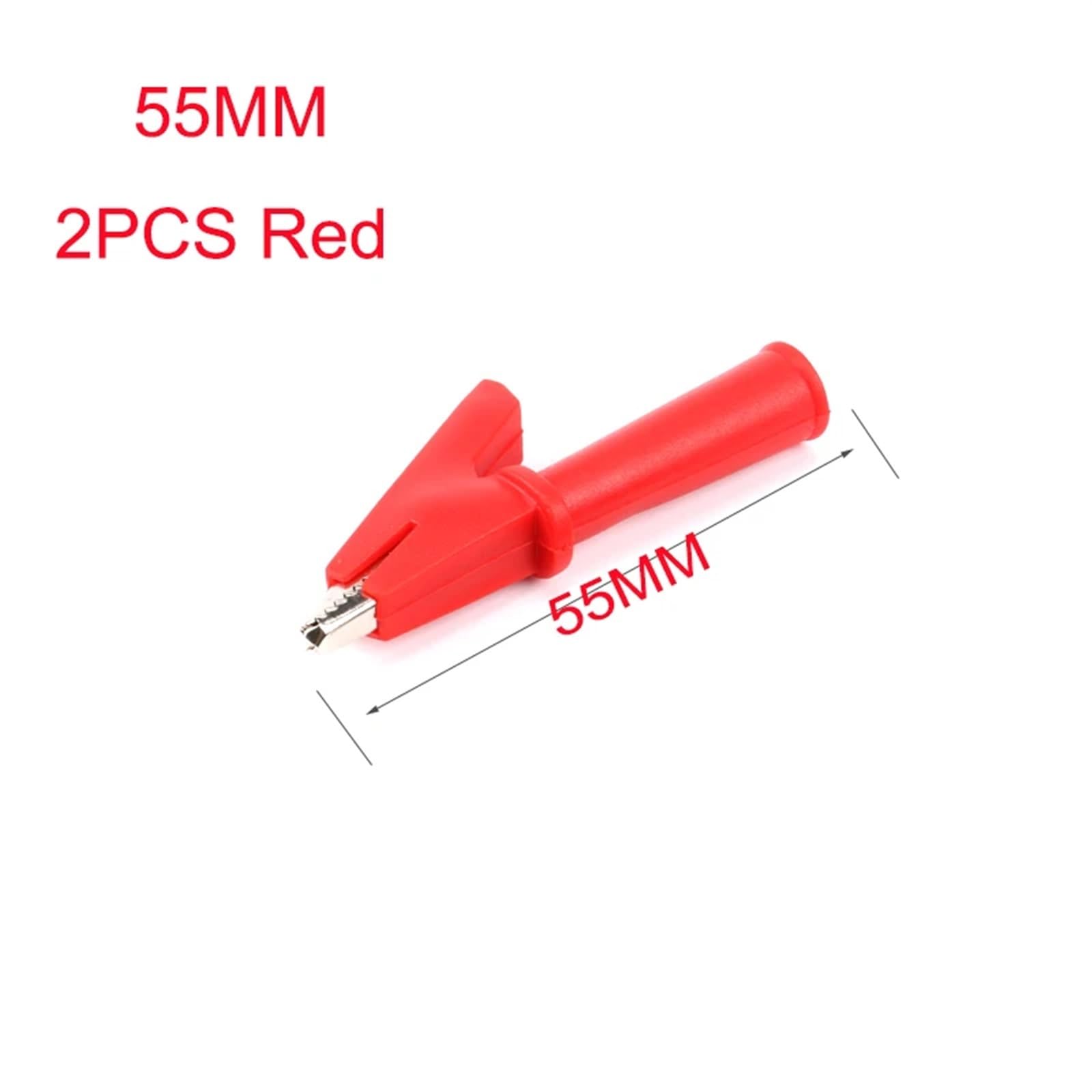 Klips testowy do baterii, 2 szt., krokodylki, czerwony, czarny, do banana, 4 mm, multimetr, kabel, sondy, klipsy krokodylkowe, 2 szt., czerwone, 55 mm
