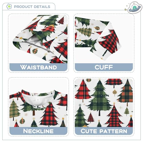 JUNZAN Buffalo Plaid Christmas Trees Big Boys Hoodie Sweatshirt Crewneck Sweatshirts for Boys Party 4T3