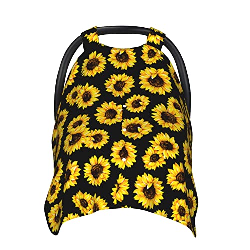 Image of Sunflower Baby Car Seat Canopy Cover 39x27.5 Inches Multi Use Nursing Cover for Newborn Car Seat Canopy Mom Nursing Breastfeeding Covers Newborn Shower Gifts