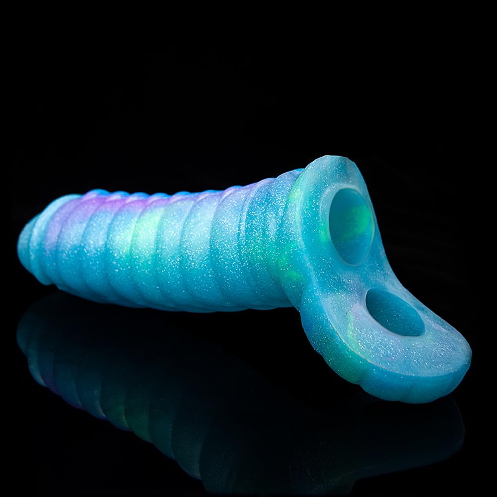 SXOVO Gaines pour Pénis Monstre, Manchon Penis Ouvert avec Anneau Testiculaire, Agrandisseur de Pénis Réutilisable, Retardateur Éjaculation, Sex Toýs Homme pour Couple Plaisir