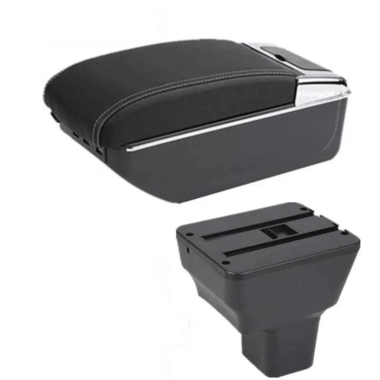 NOHEEU Car Armrest Special Storage Box Modified Parts For Almera For Versa 2020 2021 2022 2023(C white line 7USB)