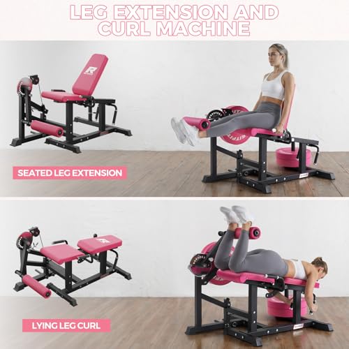 Image of RITFIT Leg Extension and Curl Machine, 700LB Adjustable Leg Curl Machine, Seated Leg Extension and Lying Curl Machine for Home Gym, Leg Workout Equipment Compatible with 1'' and 2'' Plates