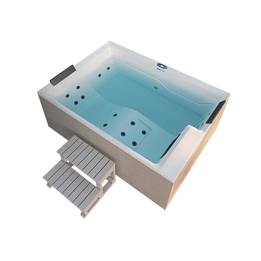Home Deluxe - Outdoor Whirlpool Nimbus Deluxe - con scale e copertura termica - Dimensioni: 190 x 140 x 70 cm - Incl. riscaldamento, 18 getti massaggianti I vasca idromassaggio esterno per 2 persone