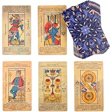 Witchy Cauldron Marseille Tarot Deck for Beginners with Meanings on Them - 78 Card Tarot de Marseille Learning Deck, Illustrated Cards with Easy-to-Read Interpretations, No Guidebook Needed Spanish