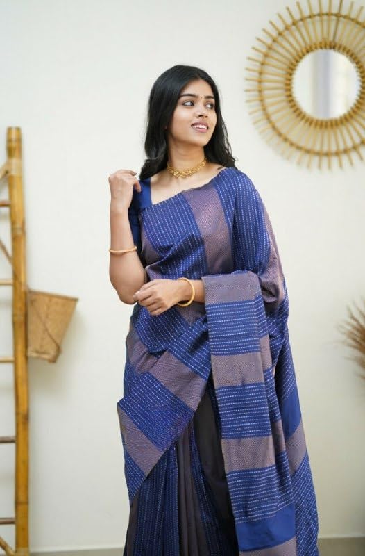 Image of Flosive Women's Kanjivaram Pure Zari Woven Soft Silk Saree With Blouse Piece (Mix Color)