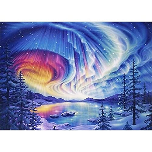 Peinture diamant 5D aurore neige kit grand format 70x140 cm broderie strass cristal