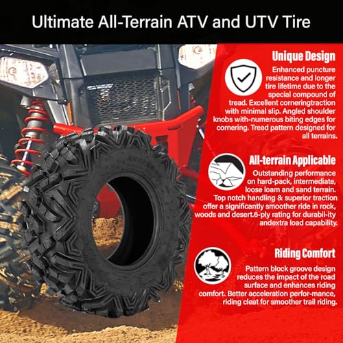 Image of Set of 4 FORERUNNER 27X9-12 & 27X11-12 ATV Tires, 6PR Tubeless UTV Tires, All-terrain Tires