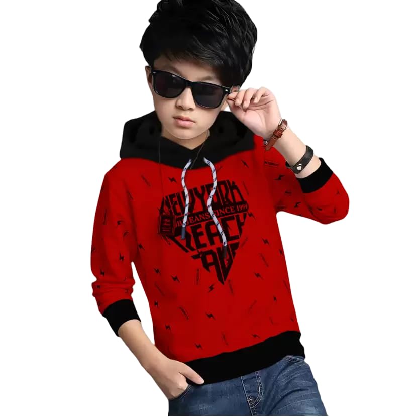 Image of LilBits Boys Regular Fit Printed Hooded Casual T-Shirt