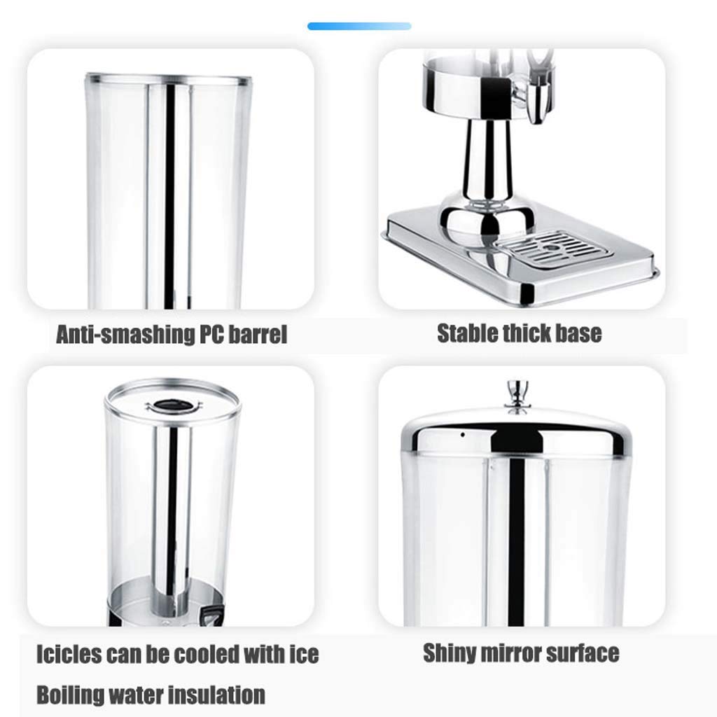 Trípode de jugo de acero inoxidable de 3L, cubo de jugo de máquina de bebidas de autoservicio de 6L | Máquina de bebidas frías de una cabeza y dos cabezas | Barril de bebidas de leche transparente c