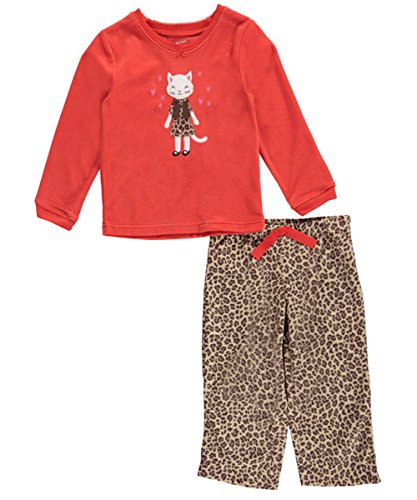 Carter's Little Girls' Toddler "Kitty in Leopard" 2-Piece Pajamas - red/multi, 5t2