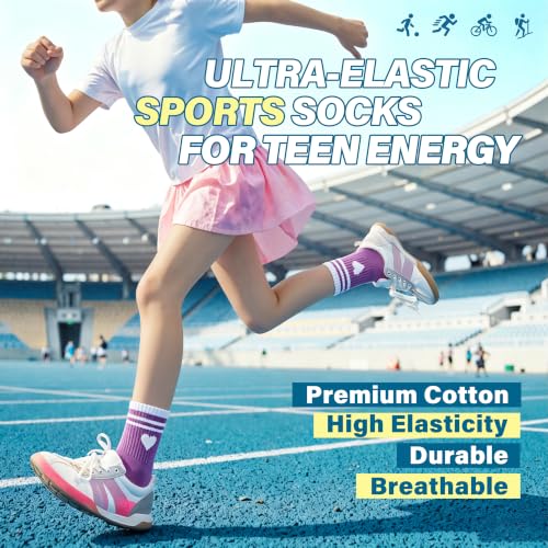 Image of ANTSANG Kids Boys Girls Athletic Cotton Socks,6 Pairs Youth Teen Crew Socks