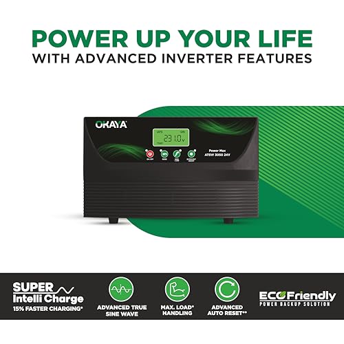 Image of Okaya Inverter with Two Battery Combo for Home,Office & Shops|ATSW 3050 24V Pure Sine Wave Inverter 2500VA with 36 Months Warranty & OPTT29066 260Ah Battery with 66 Months Warranty