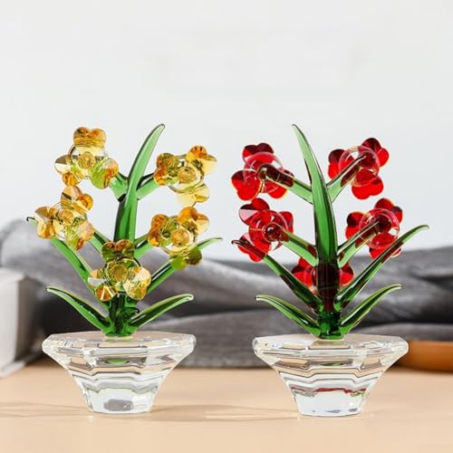 Orchidée en verre de cristal violet pour la décoration de table de salon