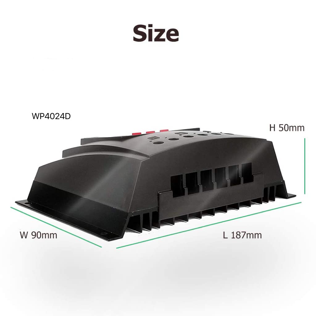 SolaMr 40A Régulateur de Charge Solaire 12V/24V avec Identification Automatique Intelligent Régulateur avec Écran LCD pour Batterie de Panneau Solaire - WP4024D