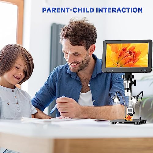 Image of Tobo 7'' Mini HDMI Digital Microscope,1200X Coin Microscope with IPS Screen, 16MP Soldering Microscope with Lights, 8.5'' Long Stand, View Entire Coin, Compatible with PC /TVTD-1016IM.