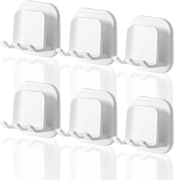 Toothbrush Holders for Bathrooms, Razor Holder for Shower, Self Adhesive Tooth Brushing Holder Wall Mounted, Toothbrush Organizer for Shower Hanging Towel, Waterproof Hook for Bathroom, 6Pcs
