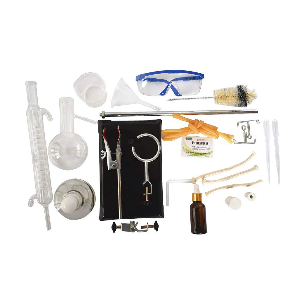 250ml Juego De Unidades De Destilación Cristalería De Laboratorio Ciencia Industrial Destilador Purificación De Rocío Puro Fabricación De Aceites Esenciales Alcohol Agua Destilada Equipo De (250ml S)