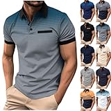 Generic Prime Deals Men Polo Shirts for Men Short Sleeve Causal Summer Henley Shirt Big and Tall Golf Tshirt Pullover Gym Workout Tee Tops Peime My Orders Best Prime Deals Gray M