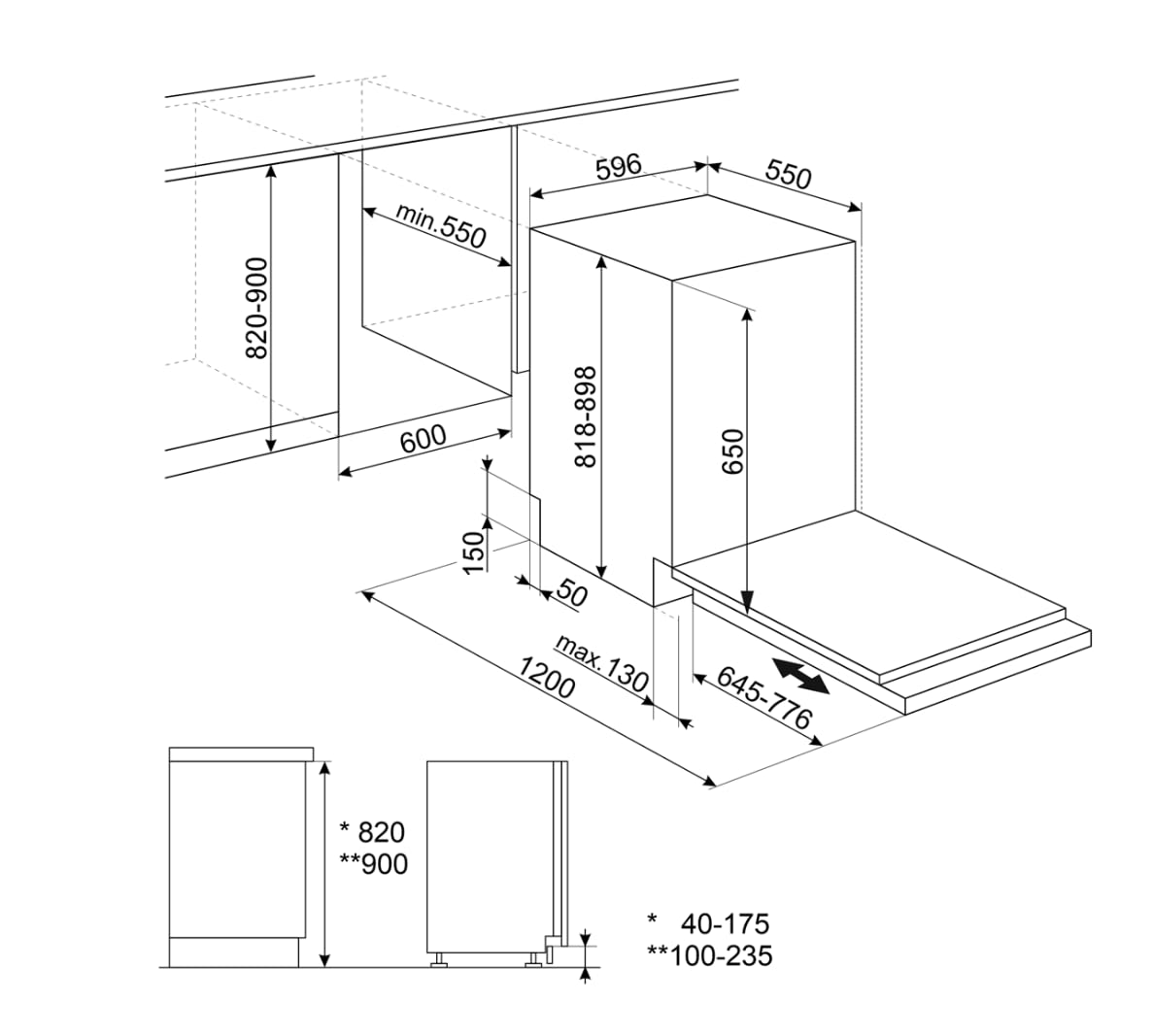 LAVE-VAISSELLE TOUT INTÉGRABLE 13 COUVERTS 46DB CLASSE D