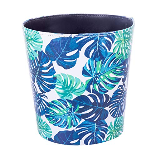 Searchyou - PU Papelera habitacion de Vintage, 10 litros Papelera Impermeable para Oficina Cocina Baño - (Hojas Verdes)