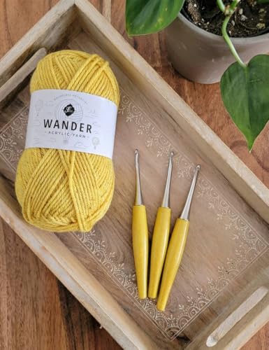 Image of Furls Crochet Hook, Odyssey Yellow, Nickel Plated Tip for Effortless Glide, Ergonomic Handle Crochet Hooks 7 inch (Yellow Odyssey, M - 8.00MM)