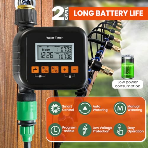 Image of HASTHIP Smart Water Hose Timer - Automatic Drip Irrigation System with LCD Digital Display for Outdoor Garden Watering System and Plant Watering Devices for Efficient Irrigation Control
