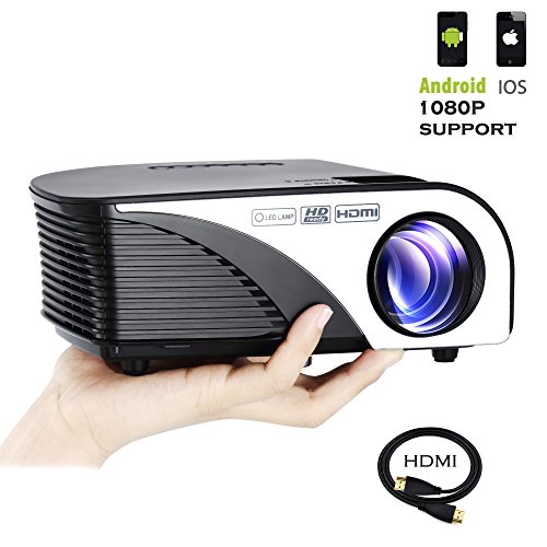 Varmax LED Home Projector Mini Compatible with Chromecast Fire Stick iPhone& Android Support HD 1080P Multimedia Video with Free HDMI Cable& Remote Control