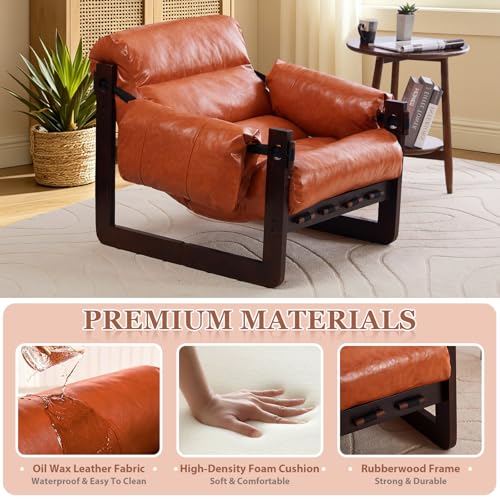 Sillón Moderno Naranja Piel Aceitada miniatura 4