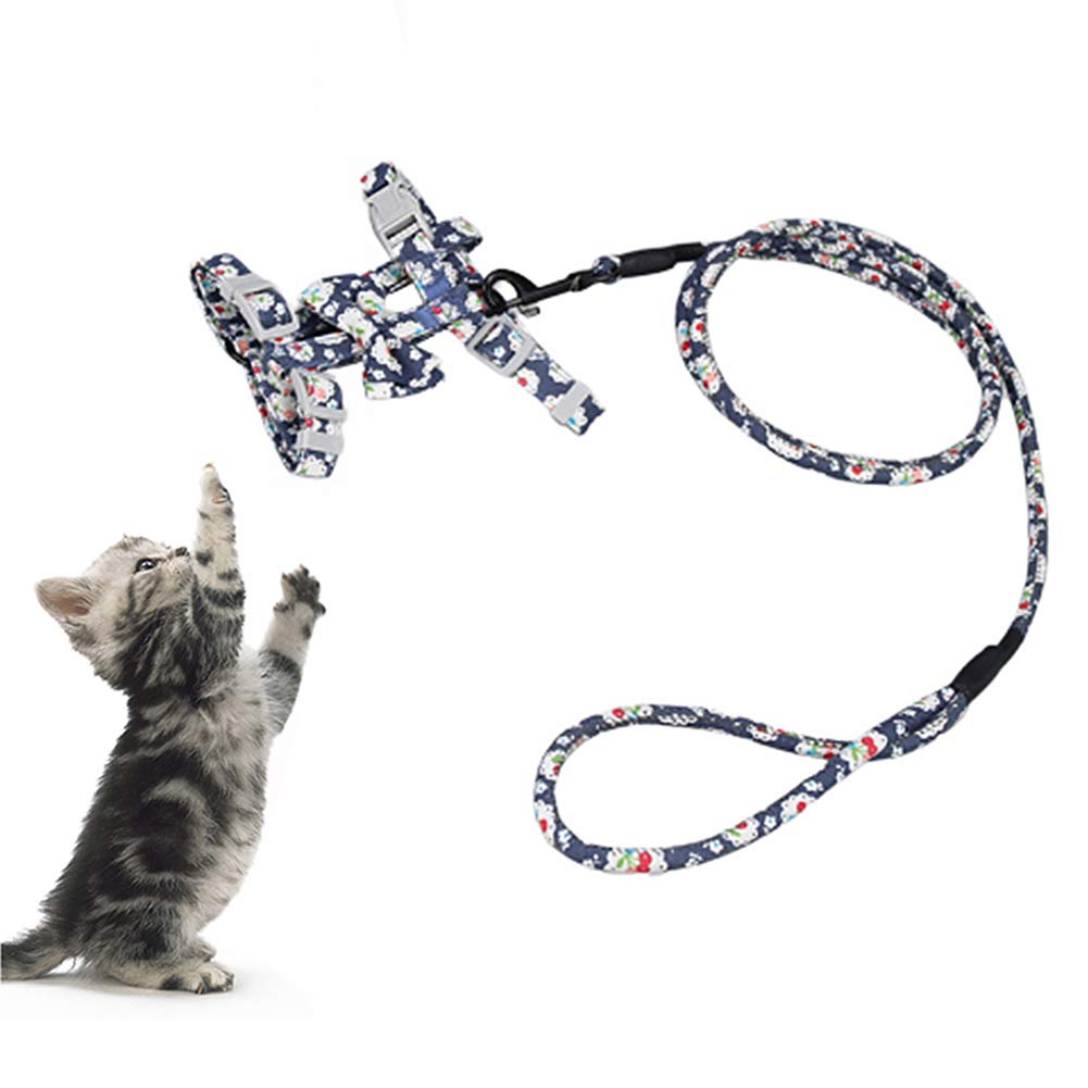 Animal de Compagnie Chat Chaton réglable Noeud Papillon Harnais de Marche Gilet Plomb Laisse Traction lumière Marine M Little Surprise