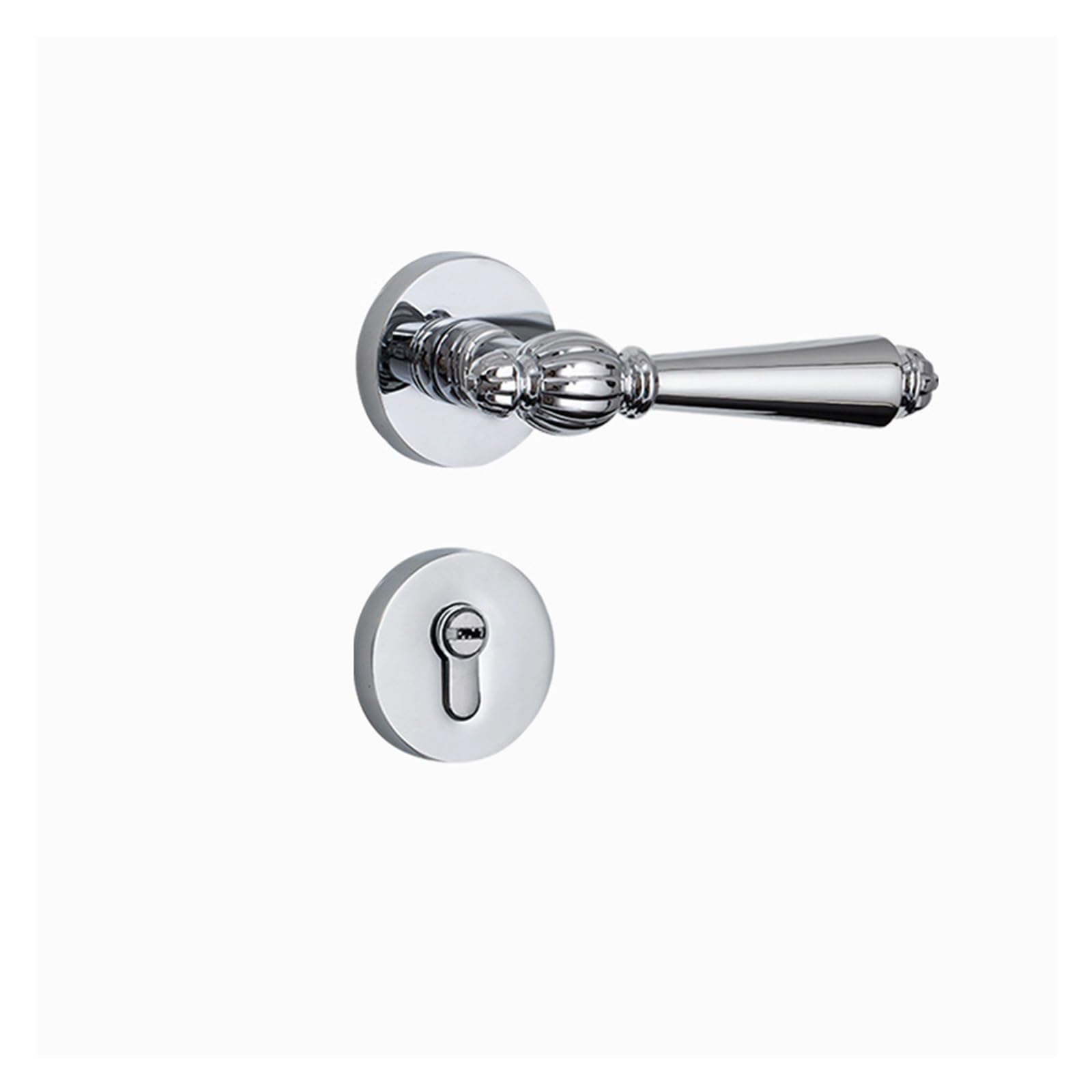 NYRXRYTCA Bedroom Door Lock Simple Indoor Magnetic Silent zinc Alloy Handle Lock Door Handle Silver Split Wooden Door Lock(Bright to 7250 three prong lock body)