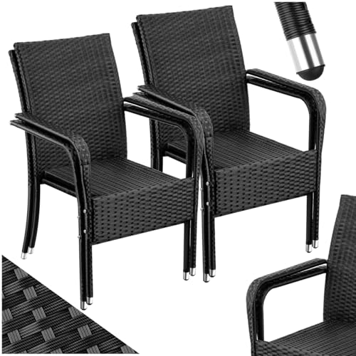 tectake® Rattan Stühle Esszimmer Outdoor, Stapelstühle,...