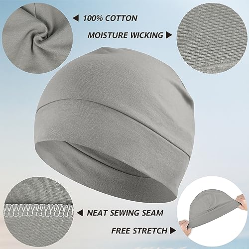 Image of Headshion Cotton Skull Caps for Men Women,2-Pack Lightweight Beanie Sleep Hats Breathable Helmet Liner