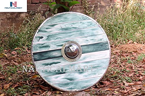 Wood Viking Shield in Glacier Blue - SCA/LARP/Norse/Norway/Antique/Armor