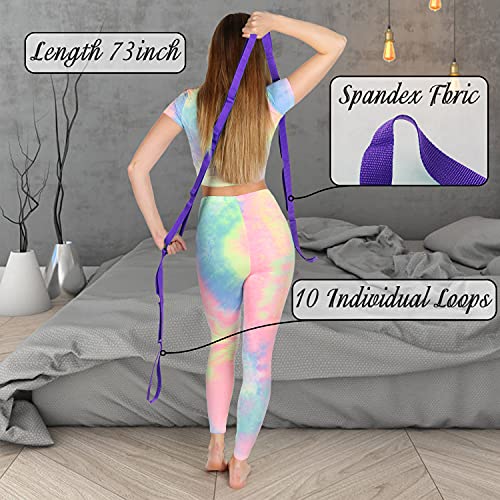 Yoga Strap Stretching Strap With Exercise Book Physical Therapy Equipment Stretch Band Rehab Multi-Loop Strap Nonelastic Exercise Strap For Pilates, Dance And Gymnastics #TOP2