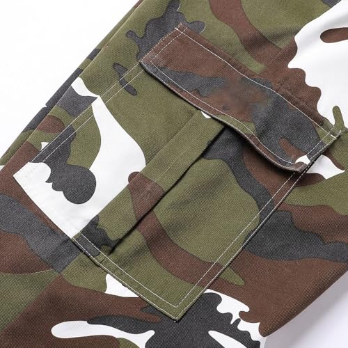Mens Tactical Camo Cargo Pants Elastic Waist Versatile Fishing Sweatpants Tactical Military Combat Tapered Trousers3