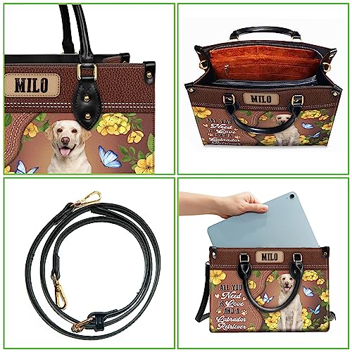 Personalized Labrador Retriever Dog Handbags, Custom Name Dog Leather Bags, Purses, Shoulder Bag, Gift For Dog Mom Dog Lover4