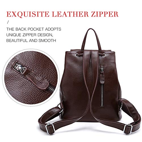 Image of BOYATU Women's Full-Grain Leather Backpack Purse, Minimal Structured Design, Work Commuter & City Travel, Compact Everyday Essentials, Fashion RFID Pocket Bag (Coffee Brown)