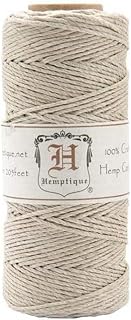 Hemptique 100% Hemp Cord Spool - 62.5 Meter Hemp String - Made with Love - No. 20 ~ 1mm Cord Thread for Jewelry Making, Macrame, Scrapbooking, DIY, & More - Natural