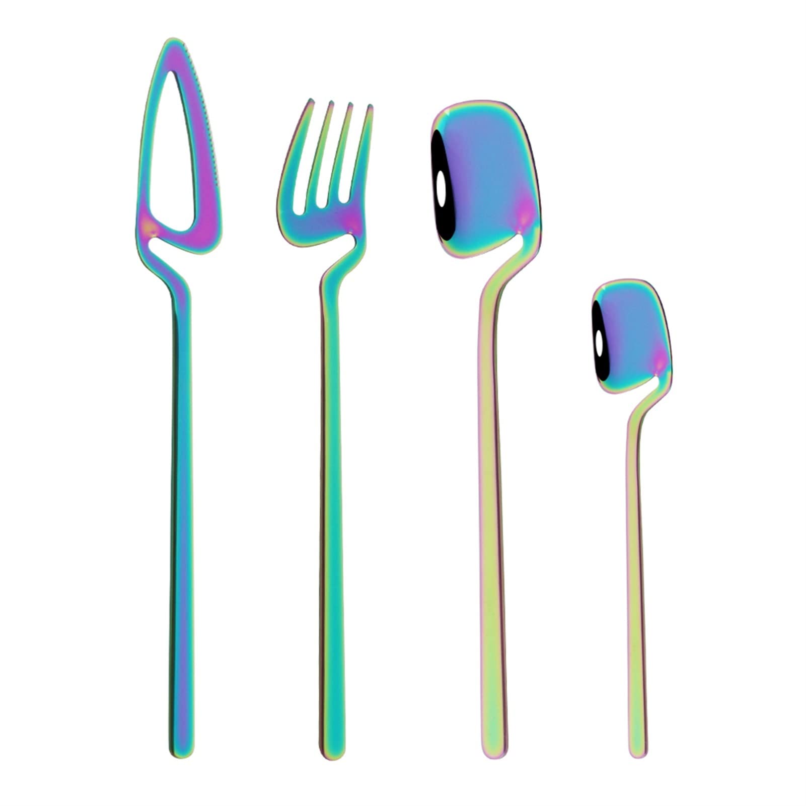 Ensemble de Couverts 16/24 pièces en Or Brillant Ensemble de Couverts en Acier Inoxydable 18/10 Ensemble de Vaisselle Couteau de Table Fourchette Cuillère à café pour la Maison