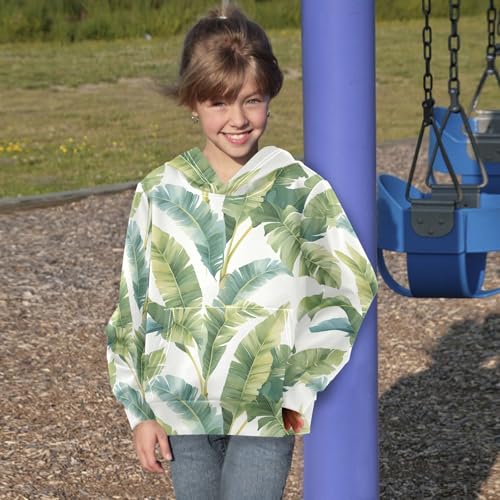 KLL Tropical Banana Leaf Toddlers and Girls' Sweatshirts Long Sleeve Hooded Pullover Hoodies Kangaroo Pocket4