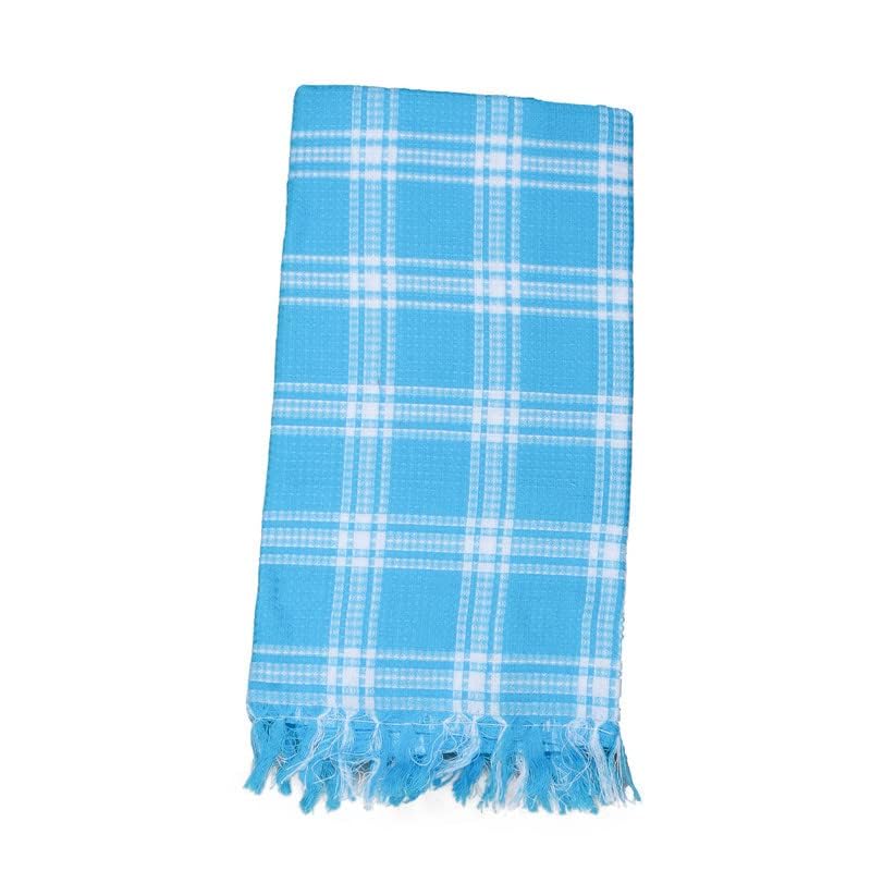 Image of Soft Cotton Bath Towel /Thorthu Non-Terry Gamcha Bath Towels Fast Absorbing and Quick Drying Light Weight, Thin Towels for Bath Men /Women /Kids (75 * 150 cm)-White(Cubes, 3.00)