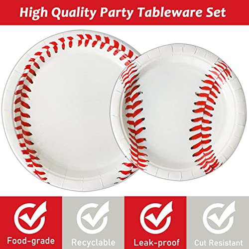 Image of gisgfim 96 Pcs Baseball Party Supplies Paper Plates Napkins Set